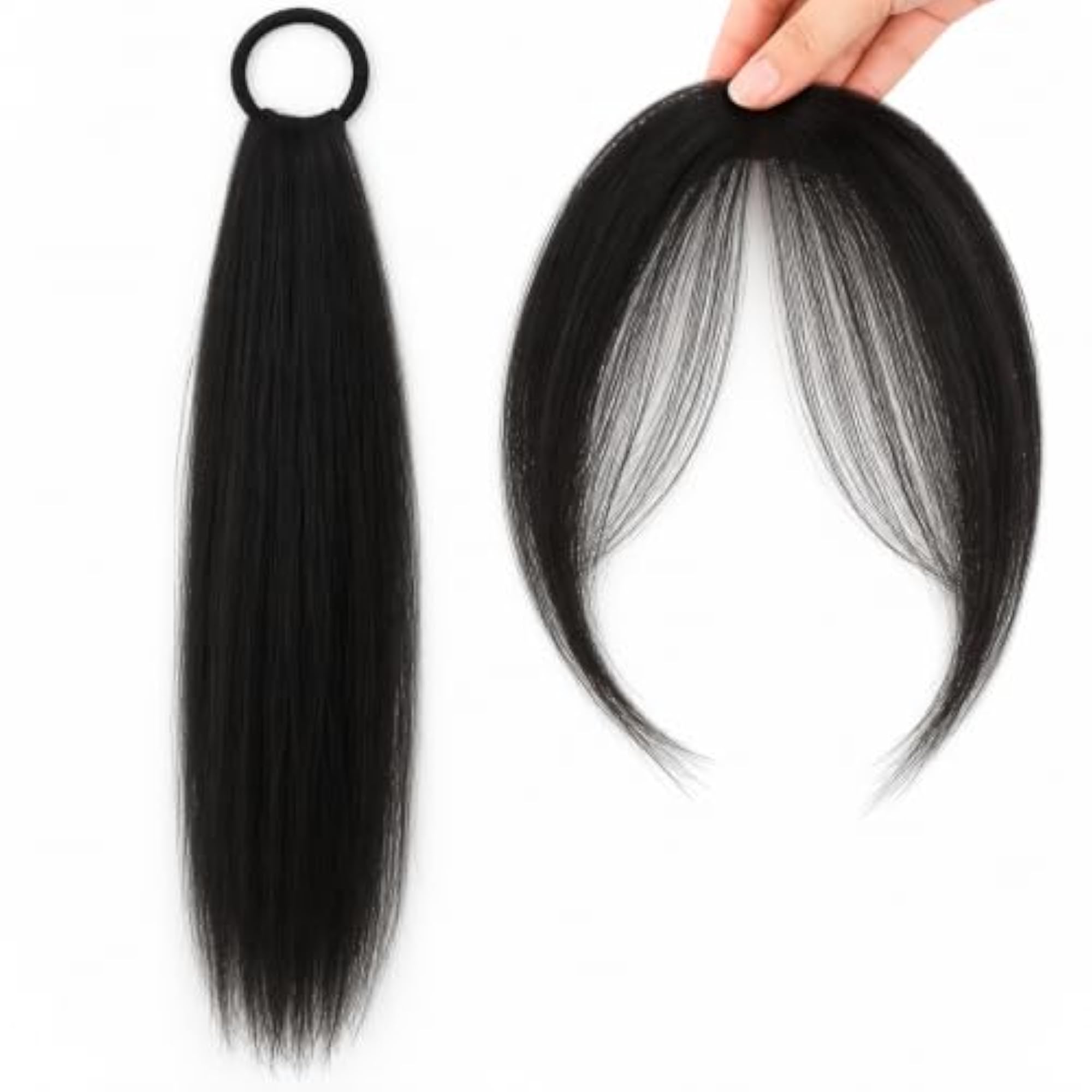 2Pcs Natural Black Hair Ponytail Extensions for Women